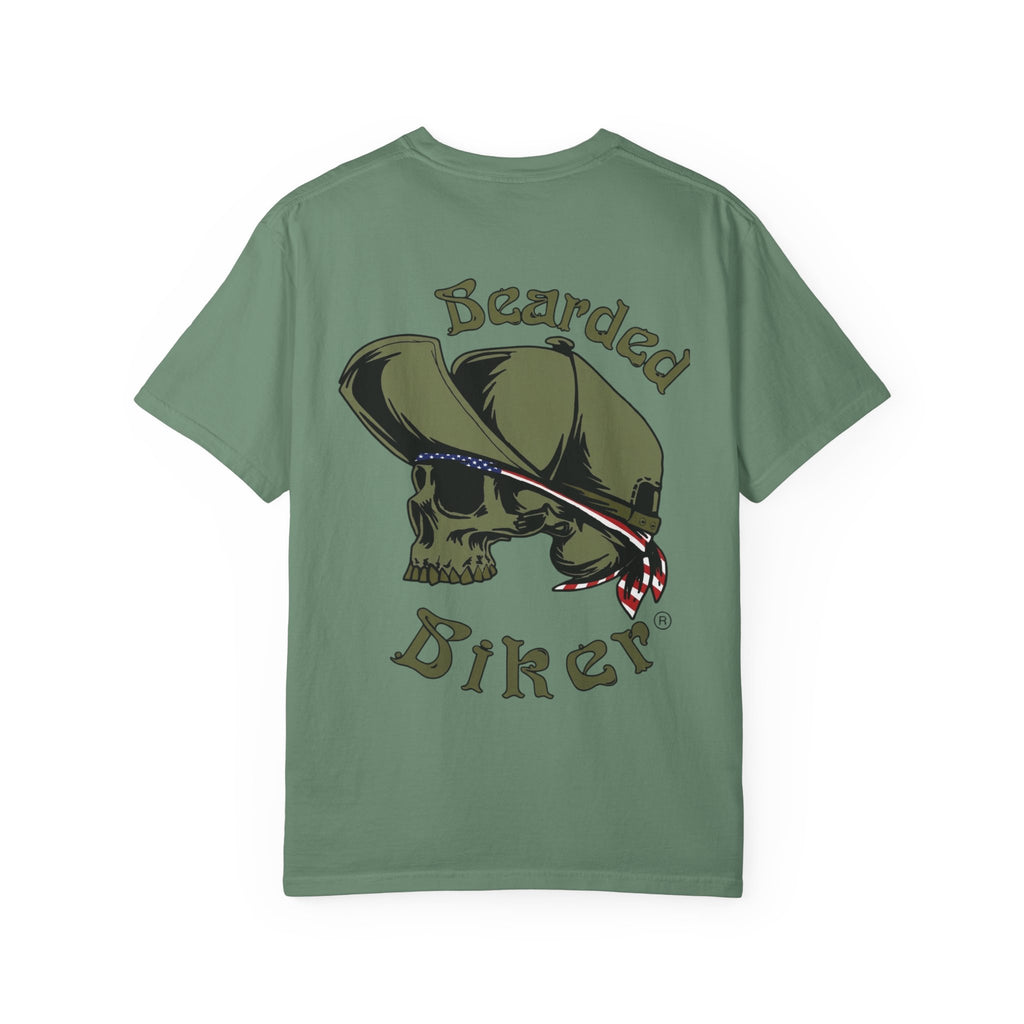 Bearded Biker T-Shirt — Skull Cap & Bandana Motorcycle Tee