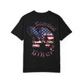 Bearded Biker T-Shirt — American Flag Skull Motorcycle Tee