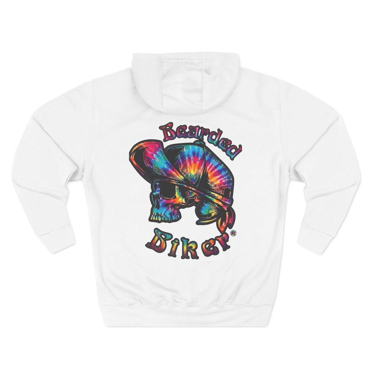 Hoodie - Tie-Dye Skull "Bearded Biker" Graphic Pullover