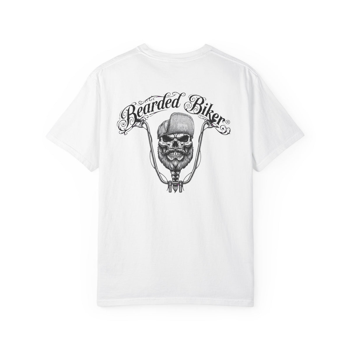 Bearded Biker Graphic T-Shirt — Skull & Handlebars Motorcycle Tee