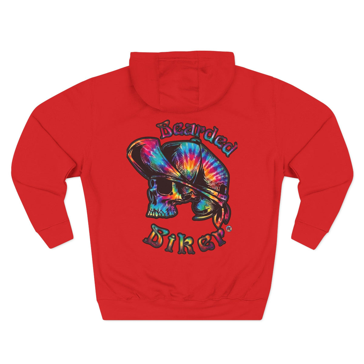 Hoodie - Tie-Dye Skull "Bearded Biker" Graphic Pullover