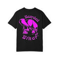 Bearded Biker Skull T-Shirt — Retro Pink Motorcycle Graphic Tee