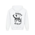 Bearded Biker Youth Hoodie — Skull Cap Design Kids' Pullover