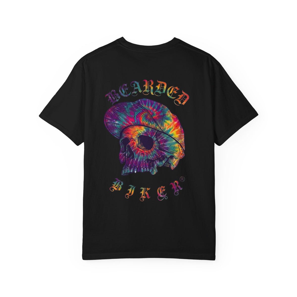 Tie-Dye Skull T-Shirt — "Bearded Biker" Graphic Tee
