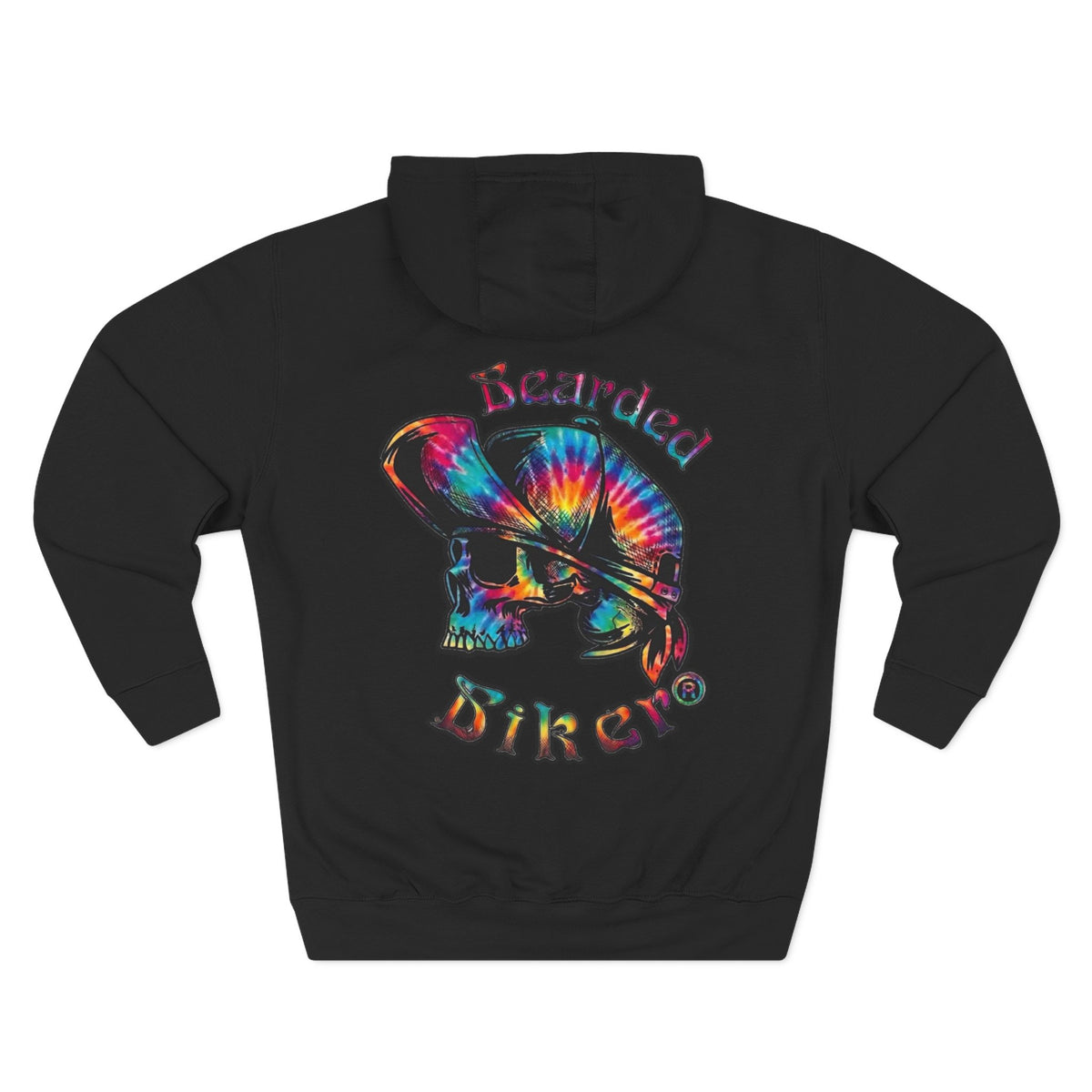 Hoodie - Tie-Dye Skull "Bearded Biker" Graphic Pullover