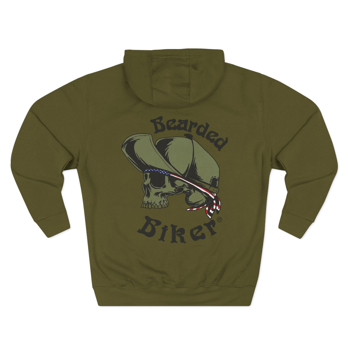 Bearded Biker Hoodie — Skull & Cap Motorcycle Pullover