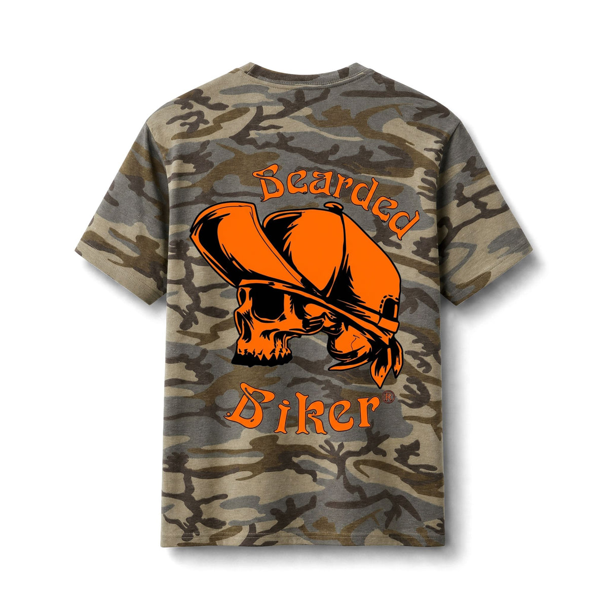 Camo Tee — 'Bearded Biker' Skull Graphic Shirt