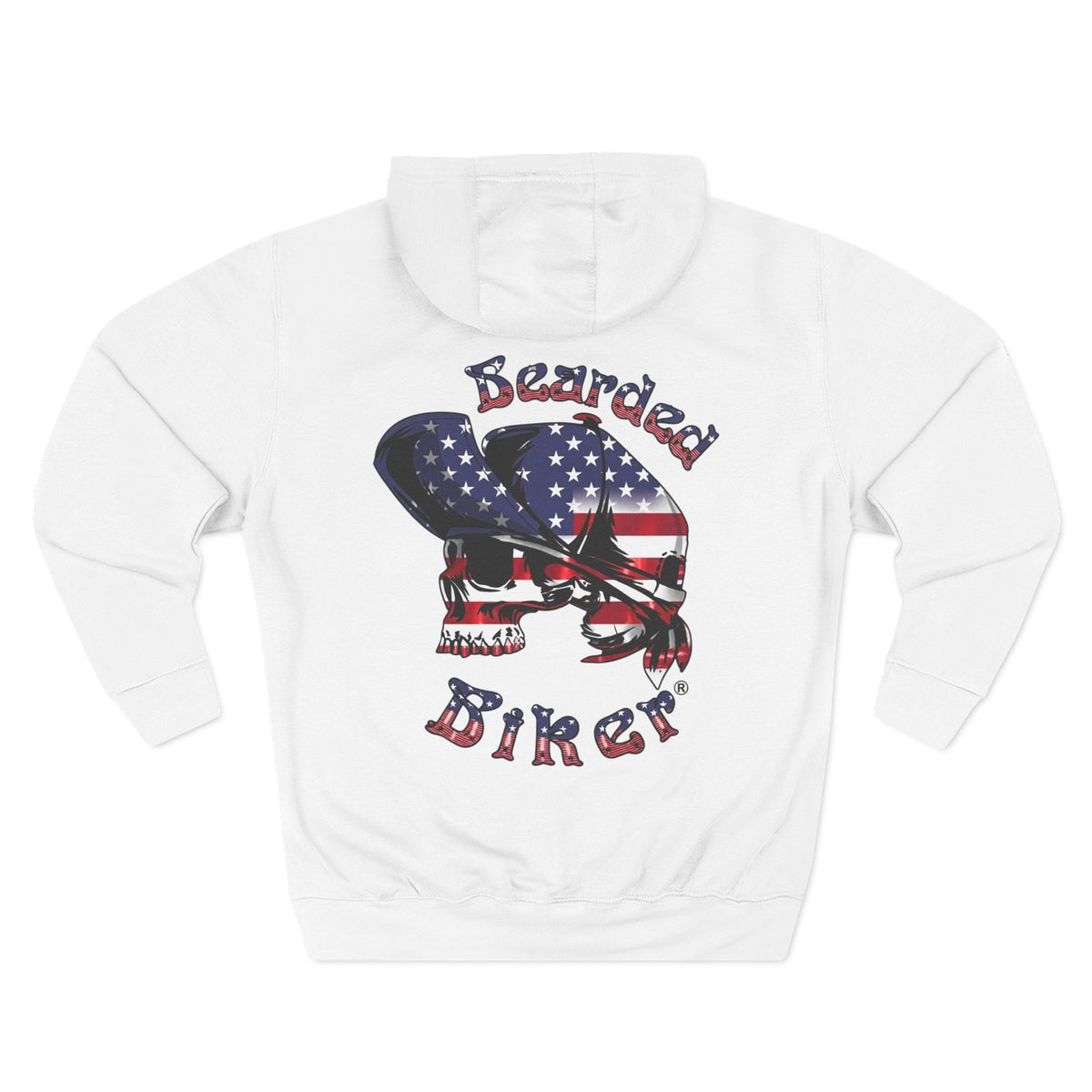 Copy of Copy of Biker Hoodie — American Flag Skull & Bandana "Bearded Biker" Graphic