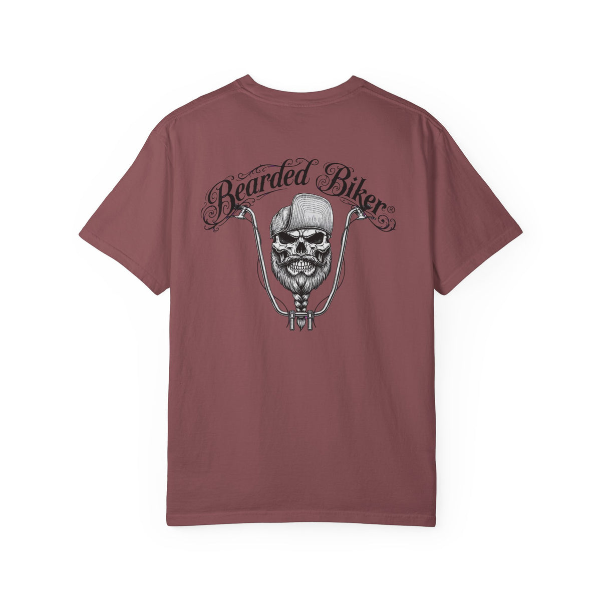 Bearded Biker Graphic T-Shirt — Skull & Handlebars Motorcycle Tee