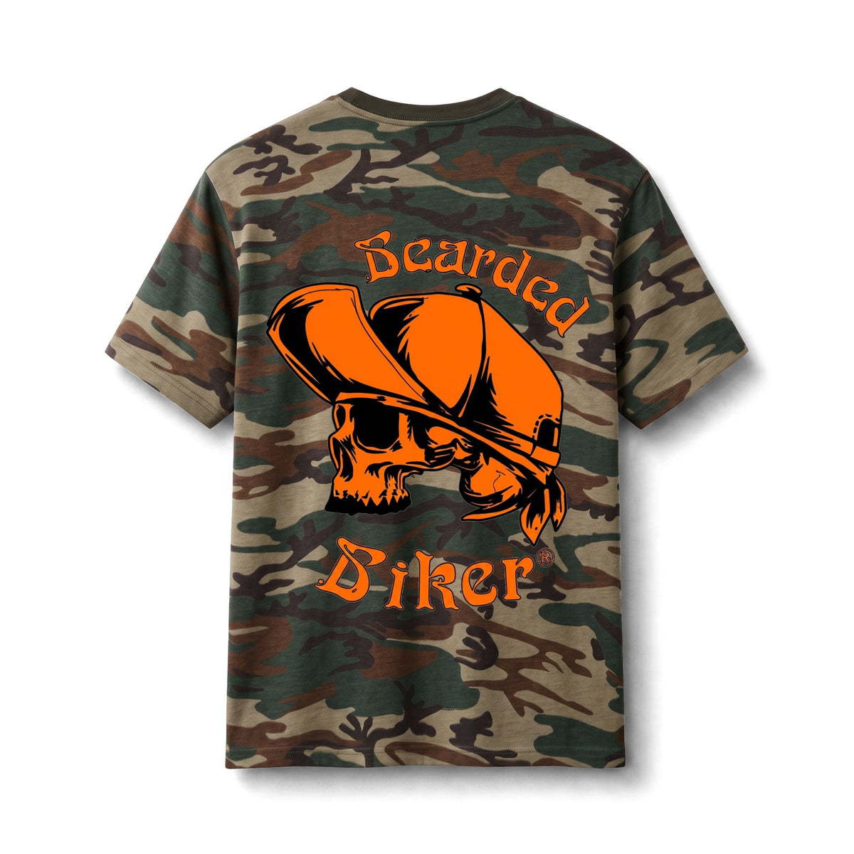 Camo Tee — 'Bearded Biker' Skull Graphic Shirt
