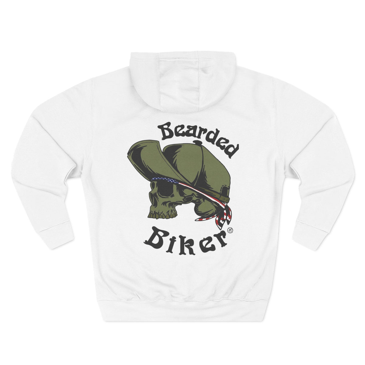 Bearded Biker Hoodie — Skull & Cap Motorcycle Pullover