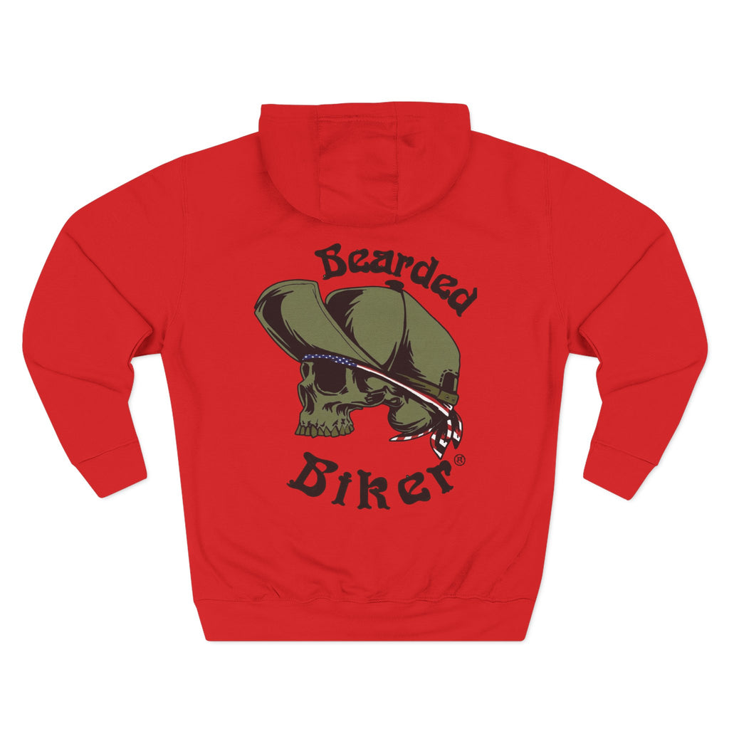 Bearded Biker Hoodie — Skull & Cap Motorcycle Pullover