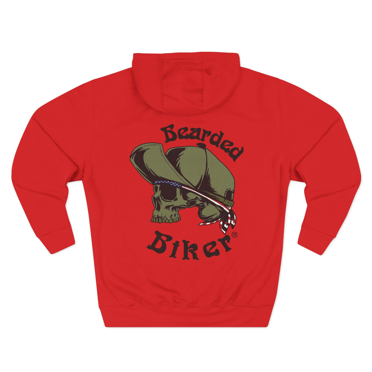 Bearded Biker Hoodie — Skull & Cap Motorcycle Pullover
