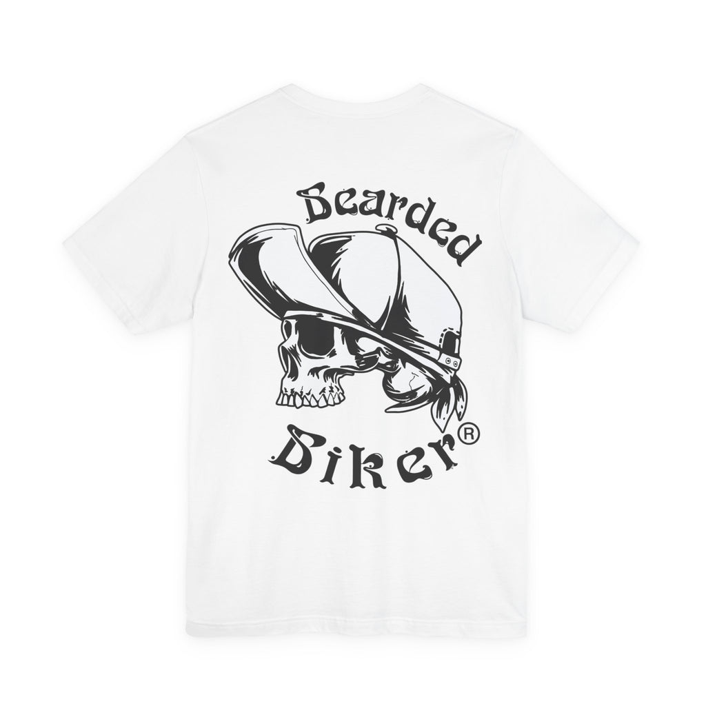 Bearded Biker Skull Tee — Men's Motorcycle Skull Graphic T-Shirt