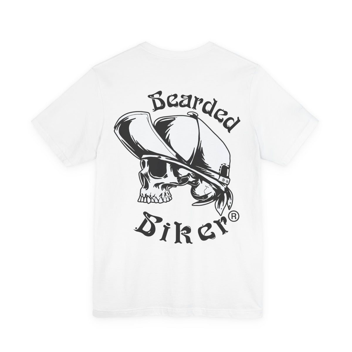 Bearded Biker Skull Tee — Men's Motorcycle Skull Graphic T-Shirt