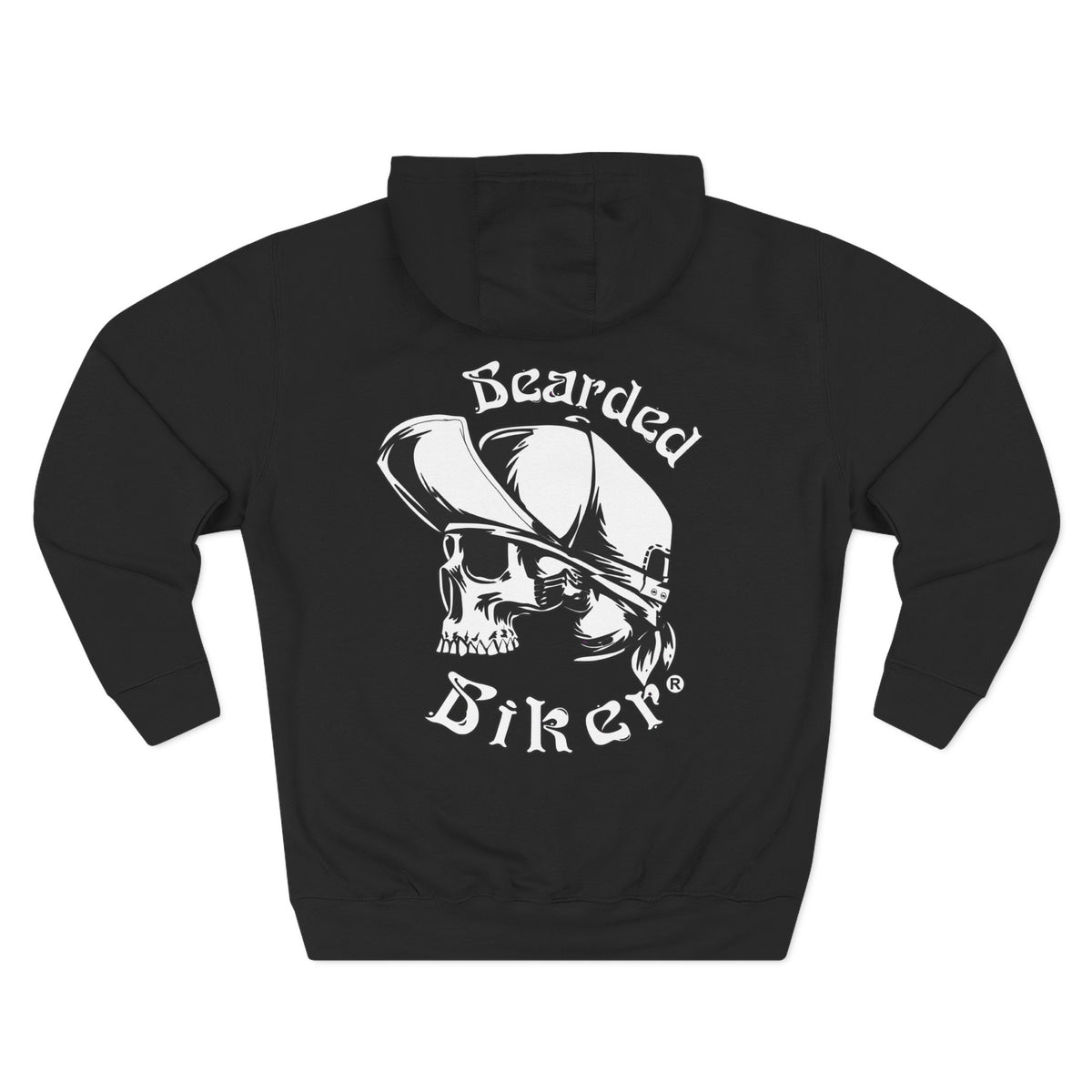 Bearded Biker Hoodie — Skull Cap Motorcycle Hooded Sweatshirt