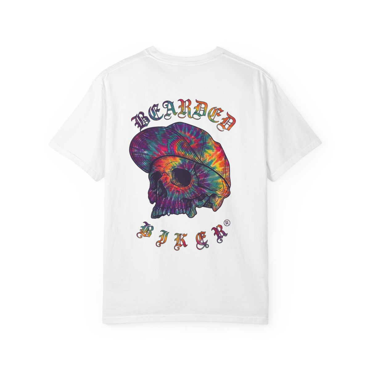 Tie-Dye Skull T-Shirt — "Bearded Biker" Graphic Tee